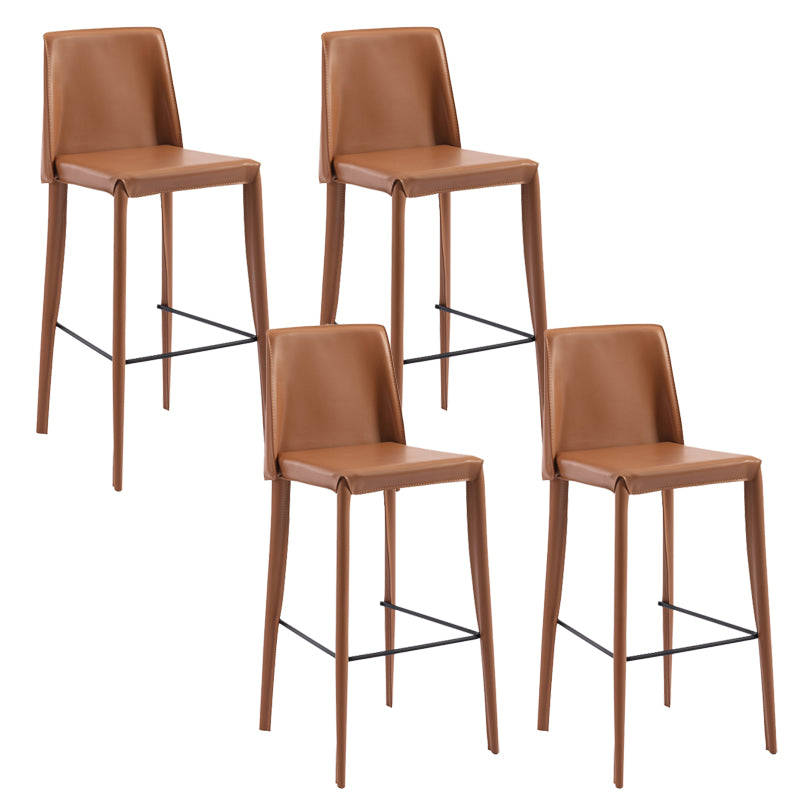 Contemporary Leather Bar Stool Low Back Counter Bar Stool with Metal Legs for Home