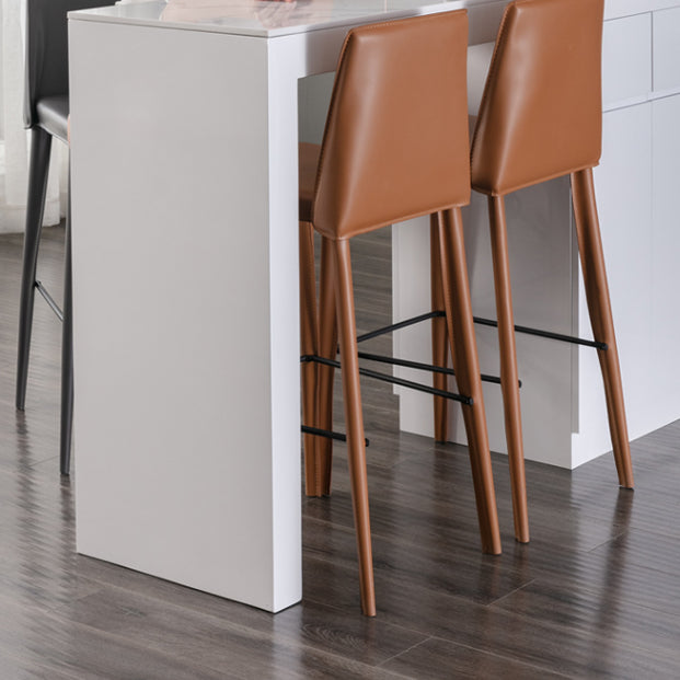 Contemporary Leather Bar Stool Low Back Counter Bar Stool with Metal Legs for Home