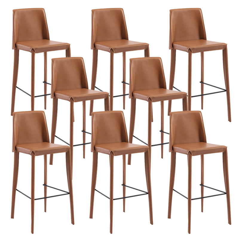 Contemporary Leather Bar Stool Low Back Counter Bar Stool with Metal Legs for Home
