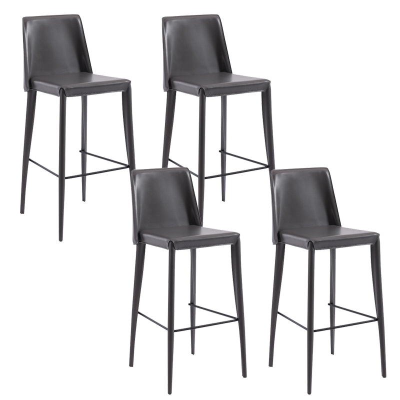 Contemporary Leather Bar Stool Low Back Counter Bar Stool with Metal Legs for Home