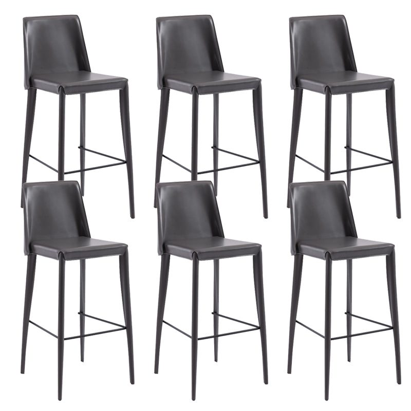 Contemporary Leather Bar Stool Low Back Counter Bar Stool with Metal Legs for Home