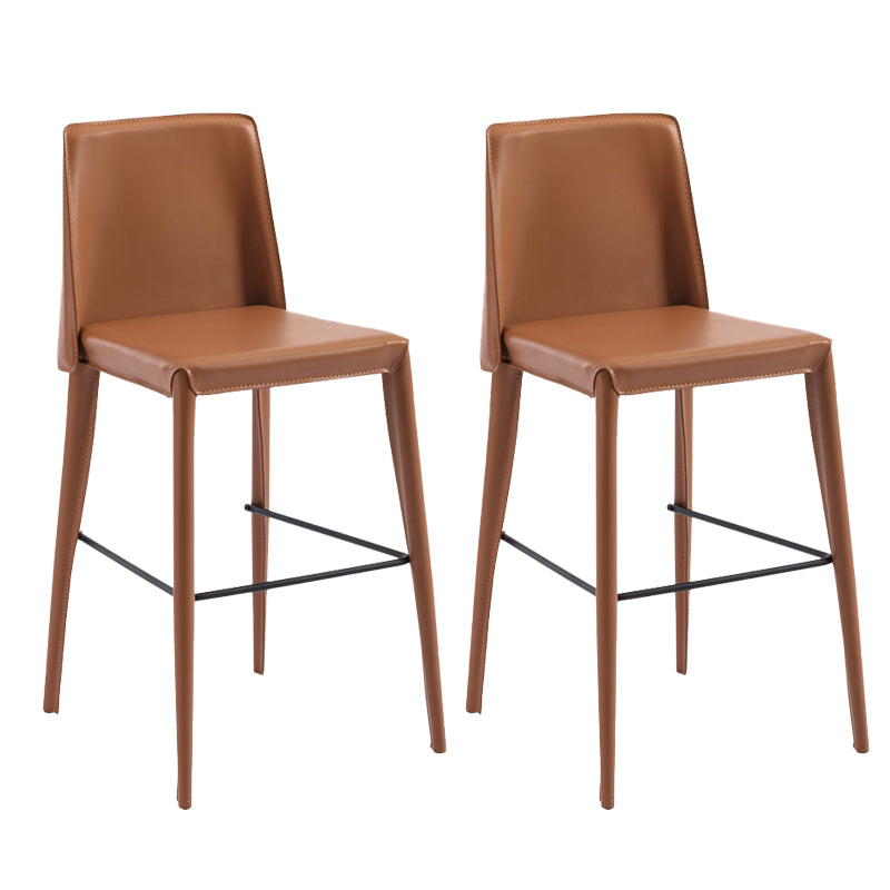 Contemporary Leather Bar Stool Low Back Counter Bar Stool with Metal Legs for Home