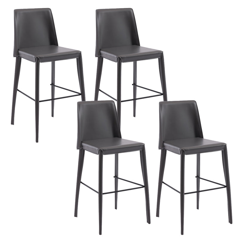 Contemporary Leather Bar Stool Low Back Counter Bar Stool with Metal Legs for Home