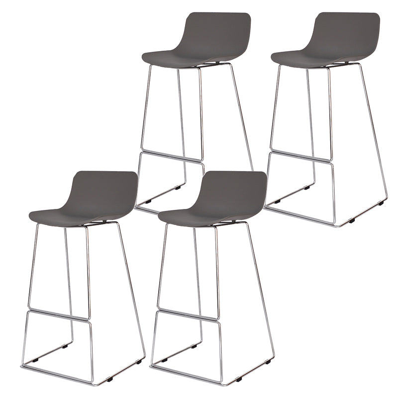 Nordic Low Back Counter Bar Stool Plastic Bar Stool with Metal Legs for Home