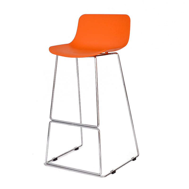 Nordic Low Back Counter Bar Stool Plastic Bar Stool with Metal Legs for Home