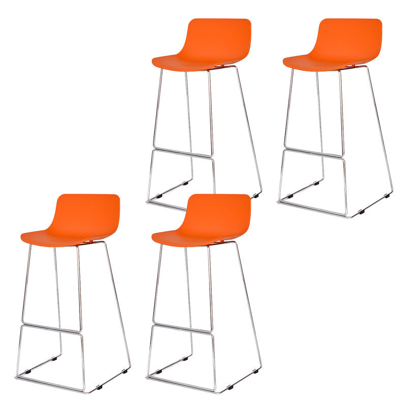 Nordic Low Back Counter Bar Stool Plastic Bar Stool with Metal Legs for Home