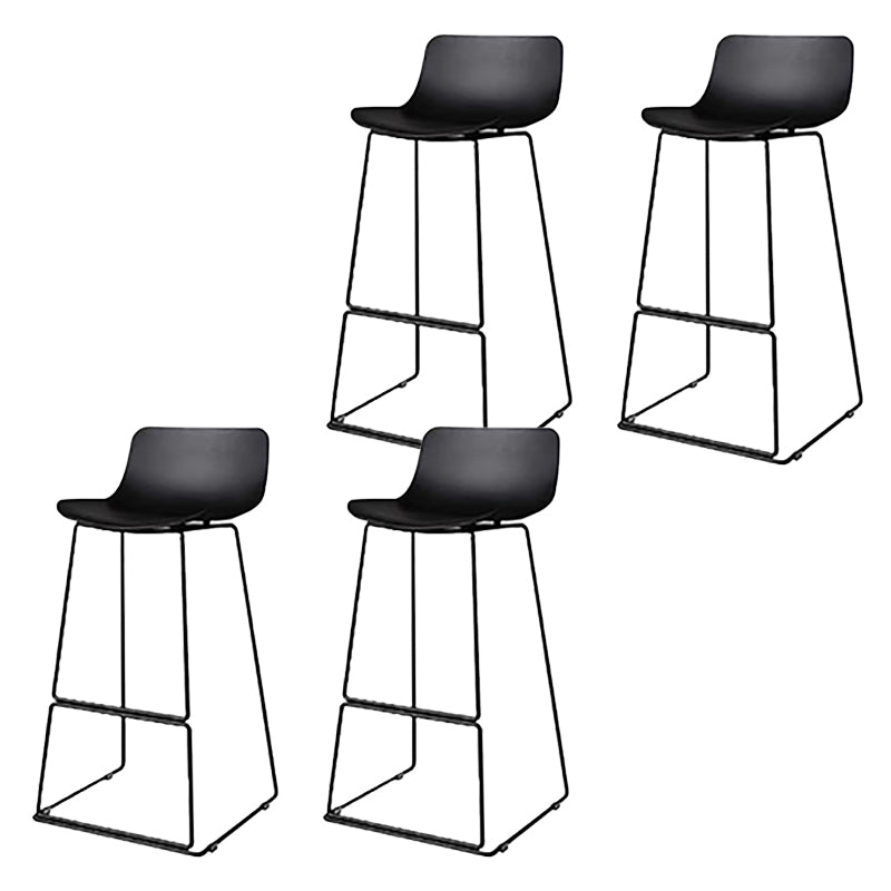 Nordic Low Back Counter Bar Stool Plastic Bar Stool with Metal Legs for Home