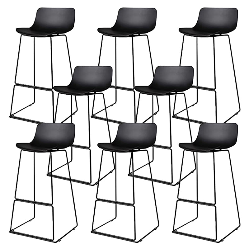 Nordic Low Back Counter Bar Stool Plastic Bar Stool with Metal Legs for Home
