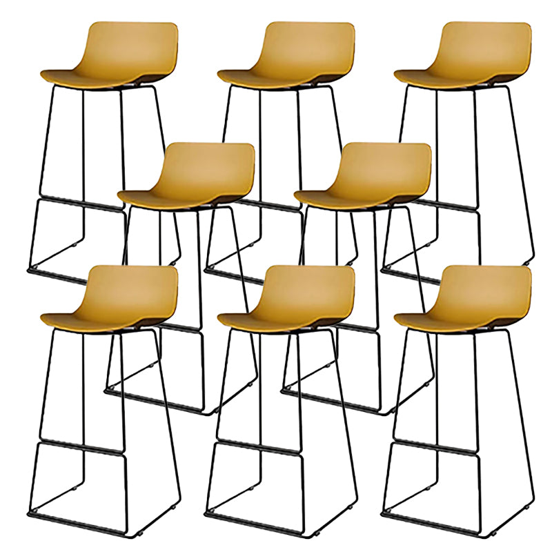 Nordic Low Back Counter Bar Stool Plastic Bar Stool with Metal Legs for Home