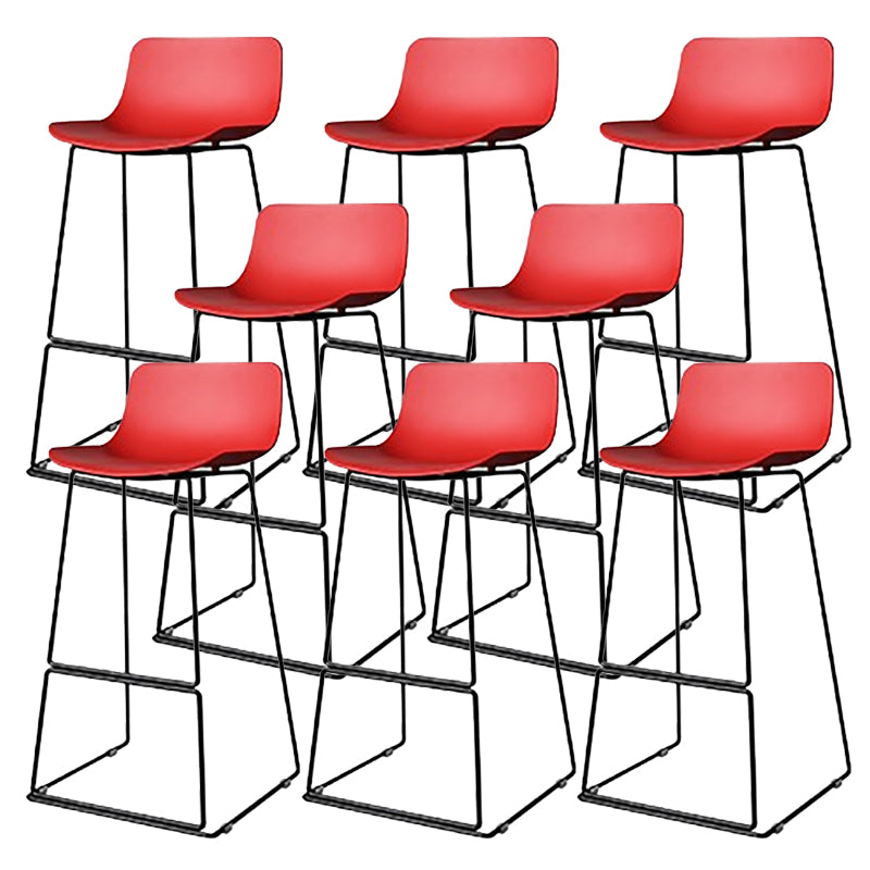 Nordic Low Back Counter Bar Stool Plastic Bar Stool with Metal Legs for Home