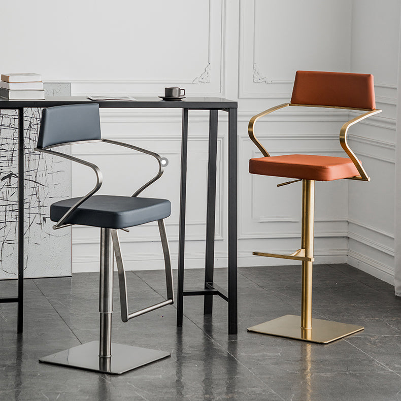 Glam Faux Leather Barstool Liftable Counter Bar Stool for Kitchen