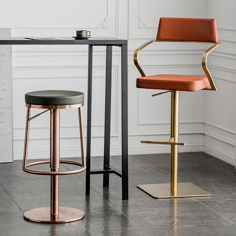 Glam Faux Leather Barstool Liftable Counter Bar Stool for Kitchen