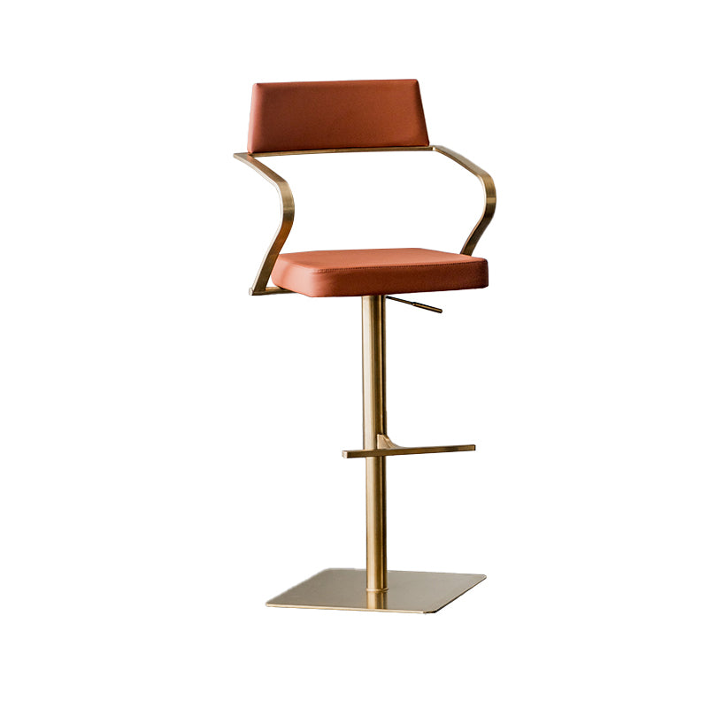 Glam Style Faux Leather Barstool Liftable Counter Bar Stool for Kitchen