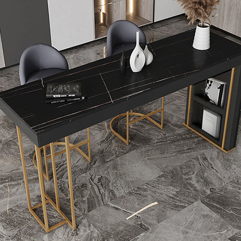 Glam Style Rectangle Bar Table 1/2/3 Pieces Stone Bar Table Set for Kitchen