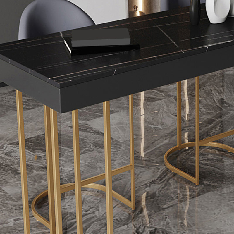 Glam Style Rectangle Bar Table 1/2/3 Pieces Stone Bar Table Set for Kitchen