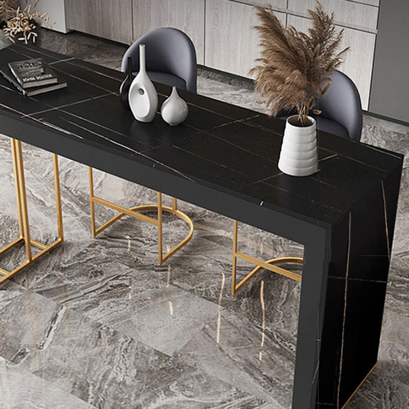 Glam Style Rectangle Bar Table 1/2/3 Pieces Stone Bar Table Set for Kitchen
