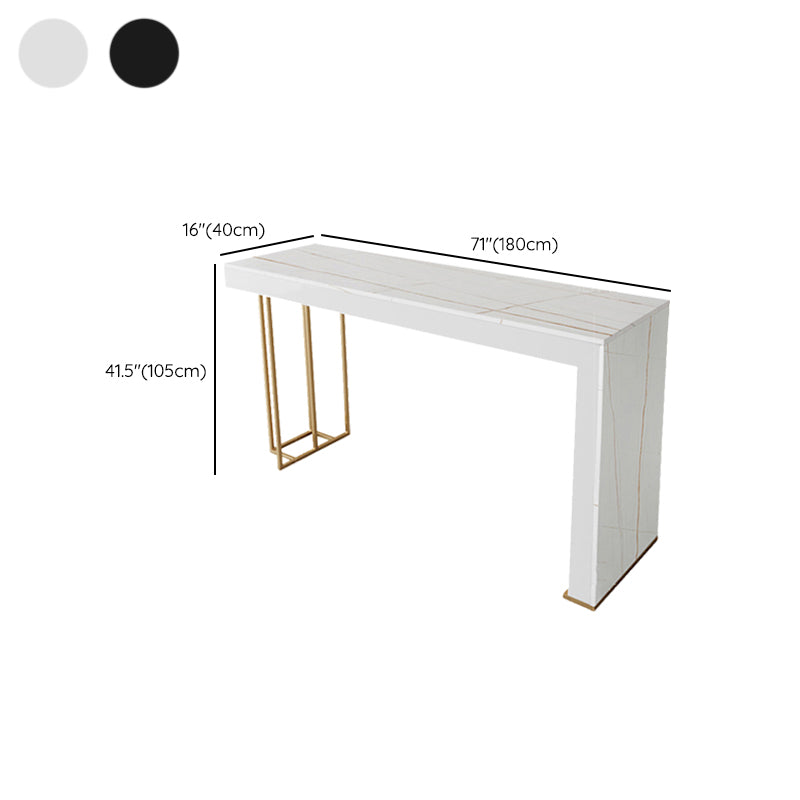 Glam Style Rectangle Bar Table 1/2/3 Pieces Stone Bar Table Set for Kitchen
