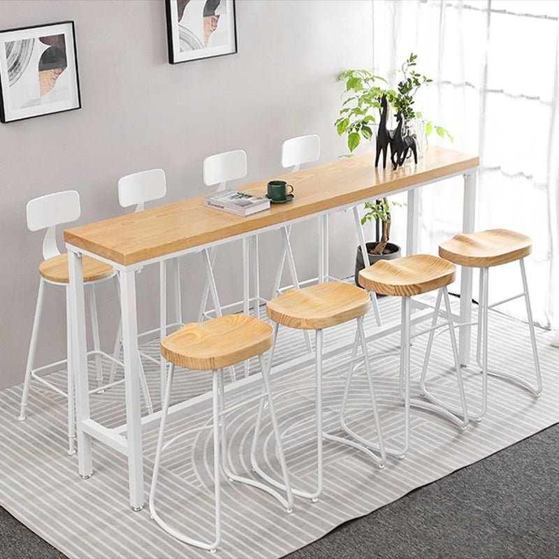 Modern Style Rectangle Wood Bar Table 1/5/9 Pieces Bar Table Set for Kitchen