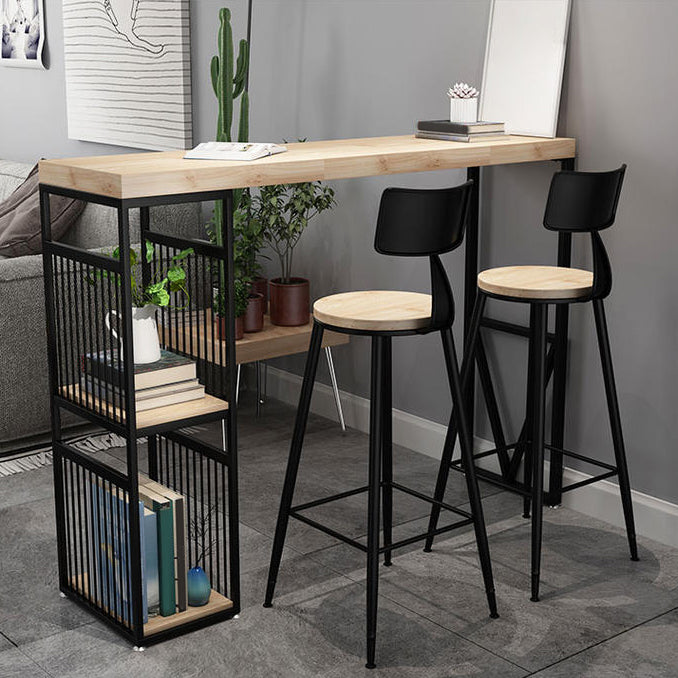 Industrial Style Bistro Bar Table Wood Rectangle Metal Base Bar Table