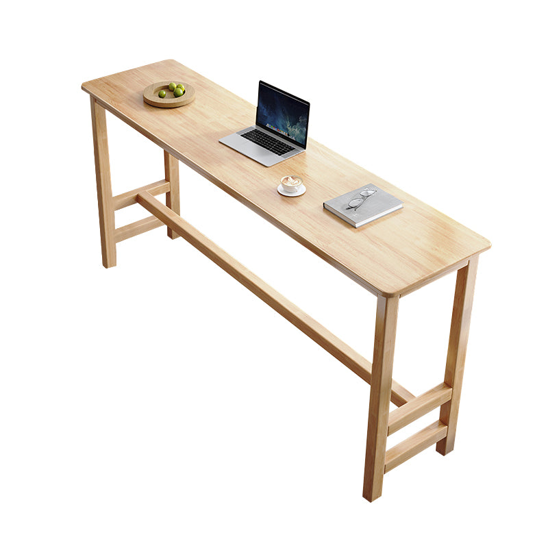 Modern Wood Bistro Bar Table Rectangle Footrest Bar Table for Home