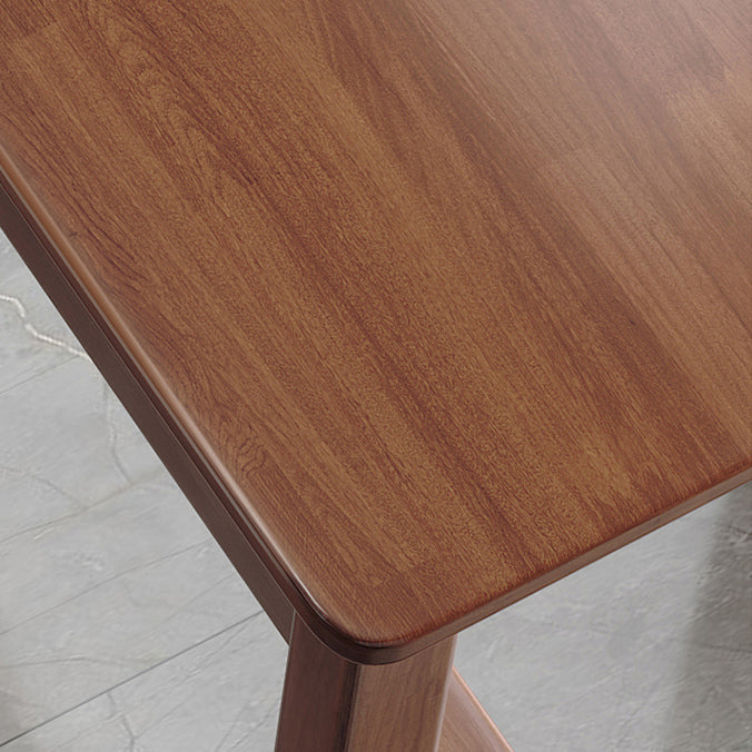 Modern Wood Bistro Bar Table Rectangle Footrest Bar Table for Home