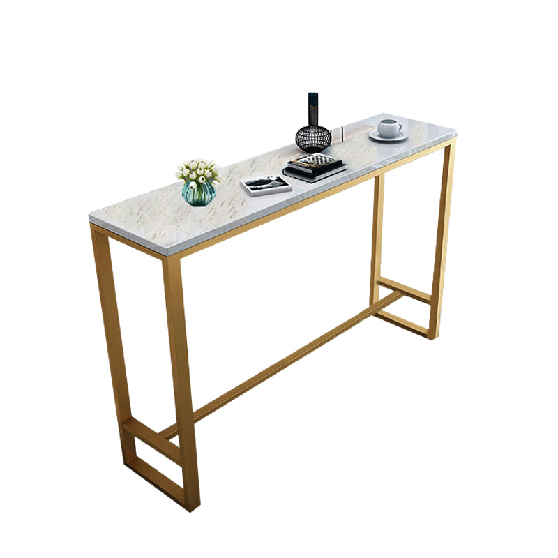 Glam Style Bar Height Table Faux Marble Top Bistro Table with Gold Base