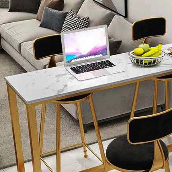 Glam Style Bar Height Table Faux Marble Top Bistro Table with Gold Base