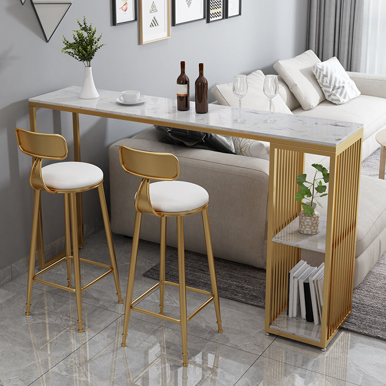 Faux Marble Bistro Bar Table Modern Rectangle Bar Table with Storage