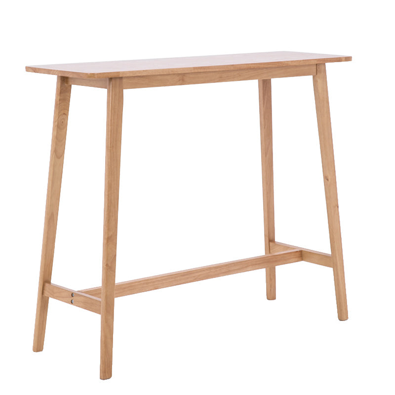 Modern Wood Bistro Bar Table Rectangle Footrest Bar Table for Living Room