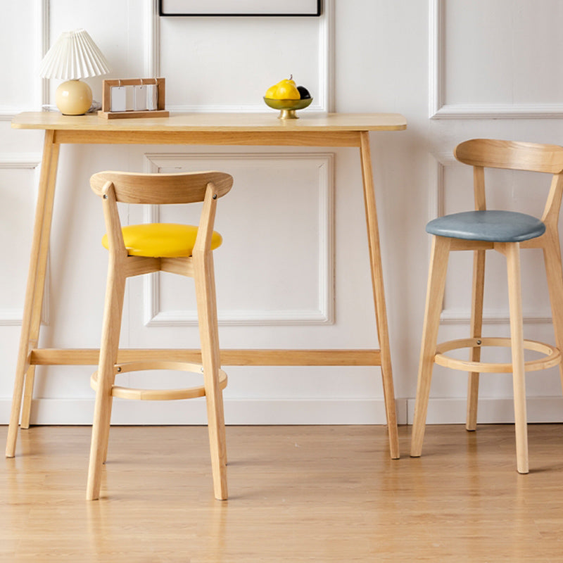 Modern Wood Bistro Bar Table Rectangle Footrest Bar Table for Living Room