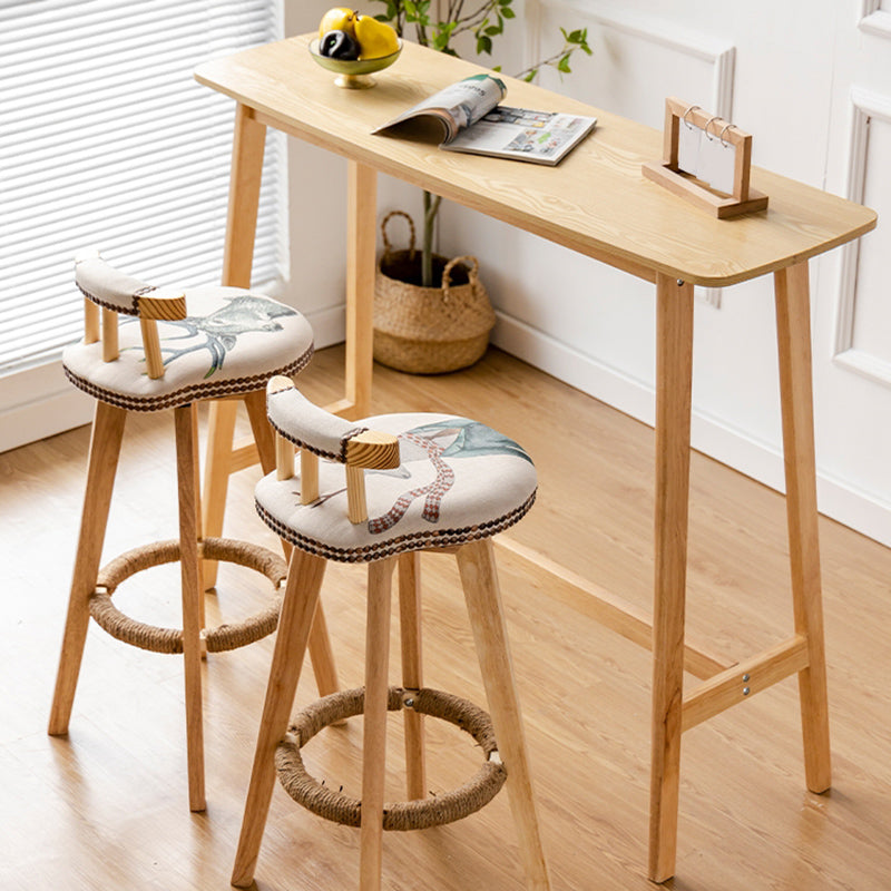 Modern Wood Bistro Bar Table Rectangle Footrest Bar Table for Living Room