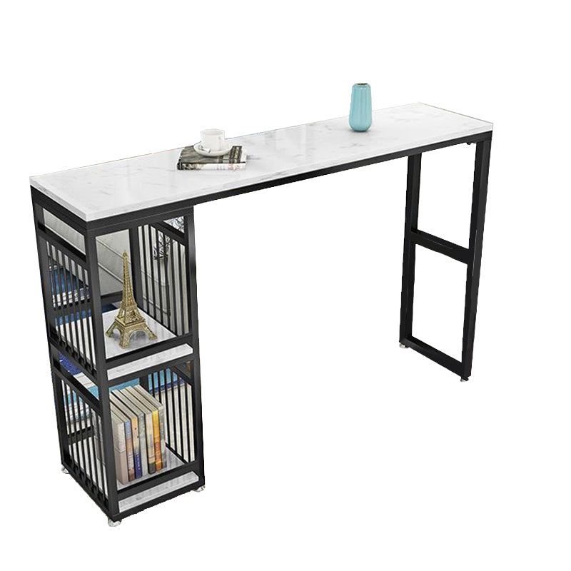 Faux Marble Top Table Glam Bar Height Pub Table with 2 Shelves