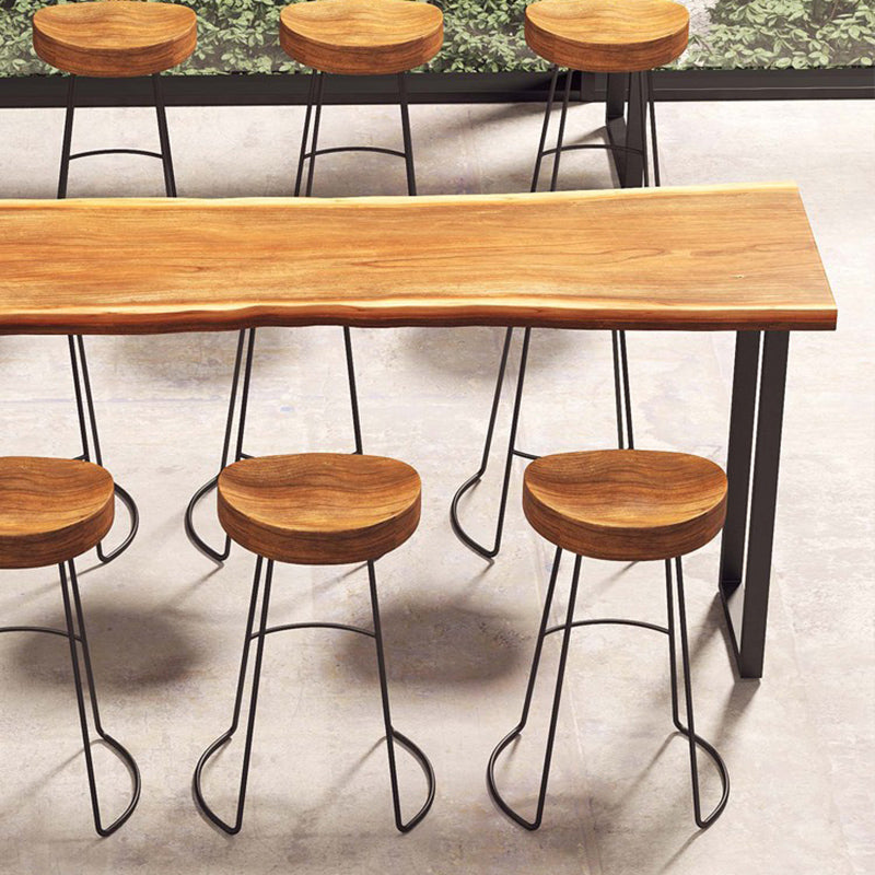 Industrial Rectangle Bar Table Solid Wood Bistro Bar Desk with Sled Base