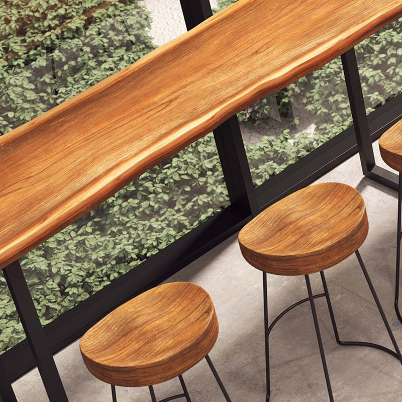 Industrial Rectangle Bar Table Solid Wood Bistro Bar Desk with Sled Base