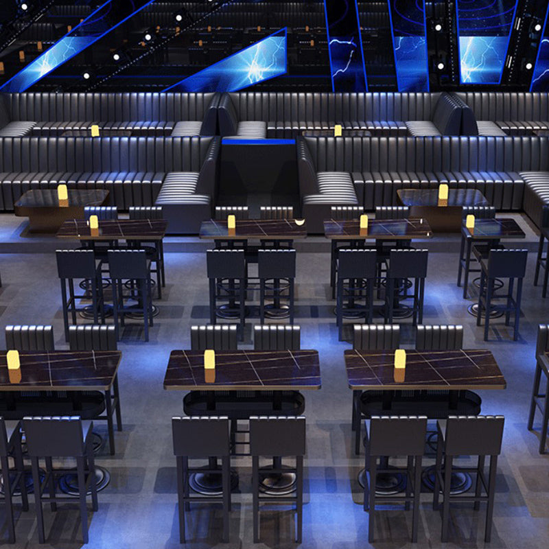 Industrial Style Black Bar Table Living Room Bistro Bar Desk with Storage