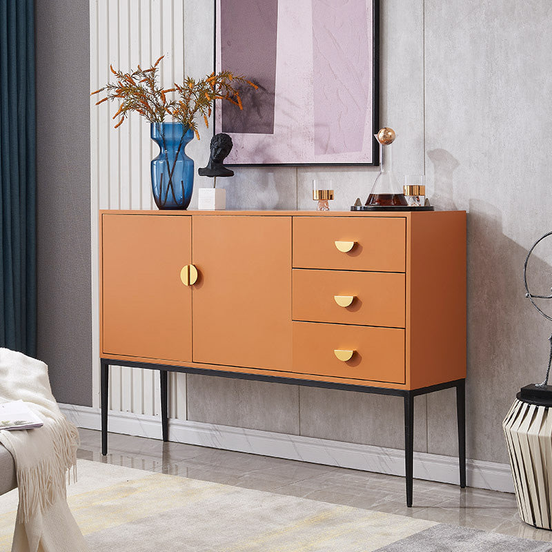 Glam Sideboard Adjustable Shelving Wood Side Board with Cabinets and Drawers