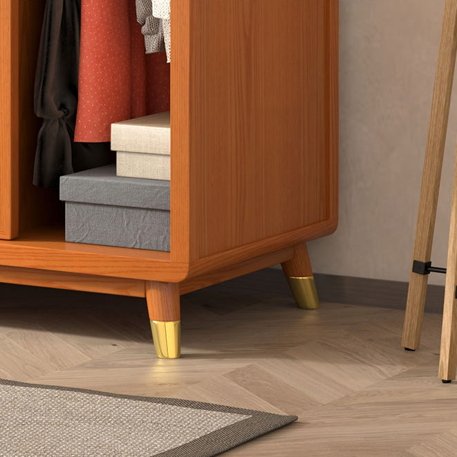 Modern Solid Wood Frame Wardrobe Freestanding Sliding Doors with Legs