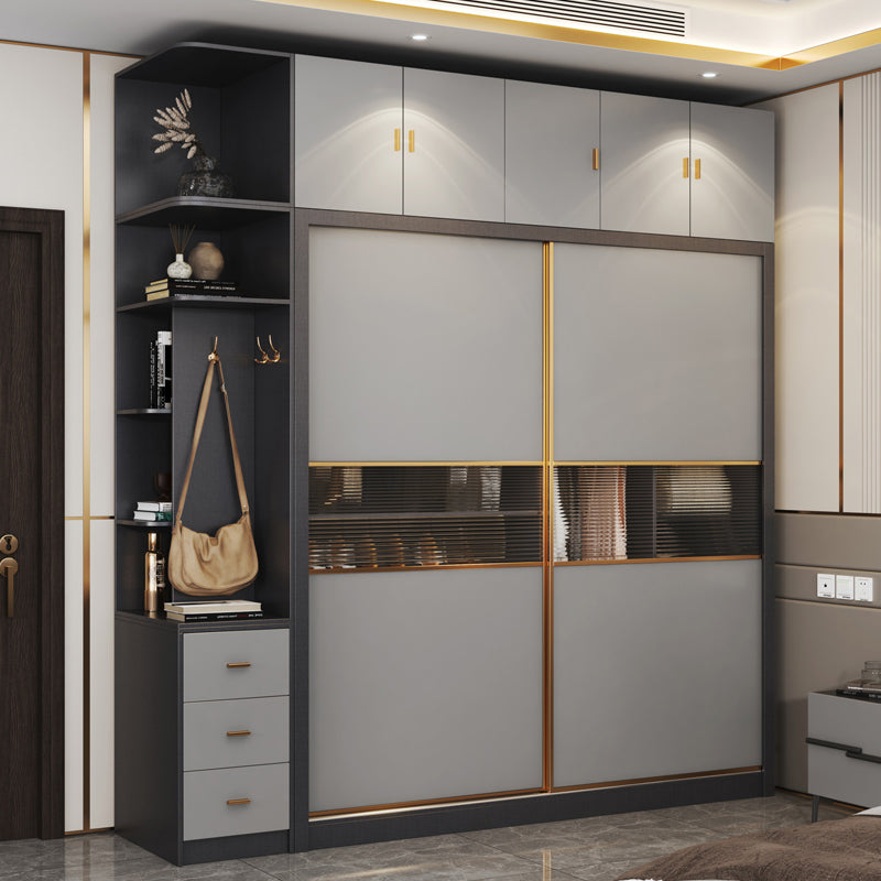 Modern Wood Freestanding Wardrobe Soft Close Drawer and Doors Wardrobe