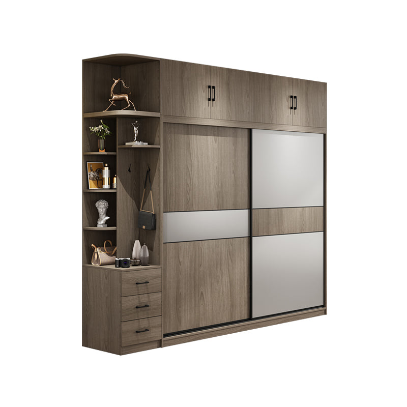 Freestanding Solid Wood Wardrobe Armoire Contemporary Wardrobe with Drawer