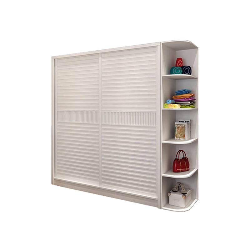 Contemporary White Wooden Wardrobe Freestanding Self Close Doors Wardrobe Armoire