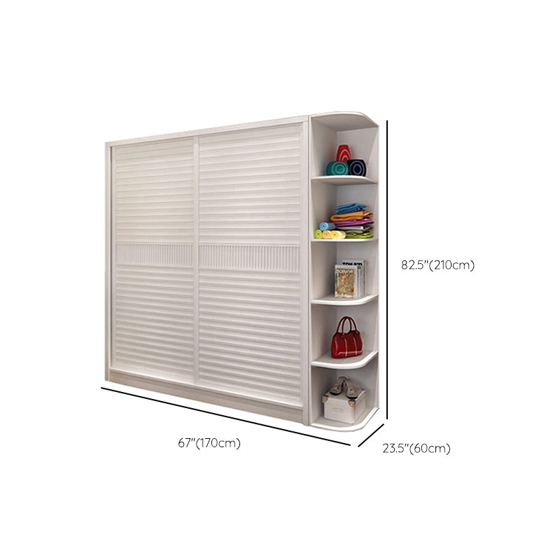 Contemporary White Wooden Wardrobe Freestanding Self Close Doors Wardrobe Armoire