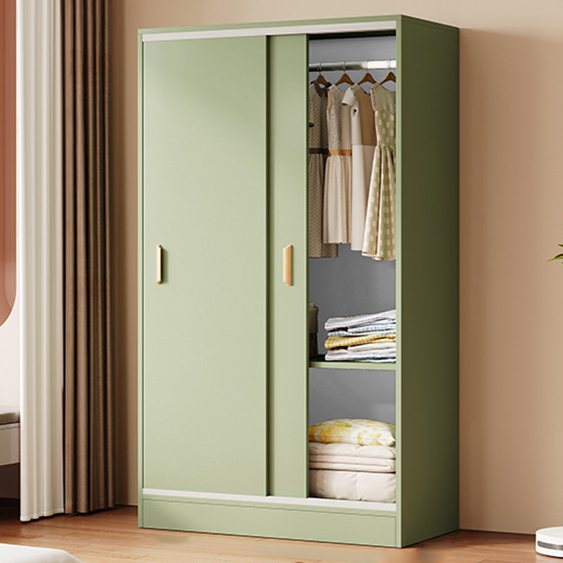 Contemporary Freestanding Wardrobe Armoire Wood Sliding Doors Wardrobe