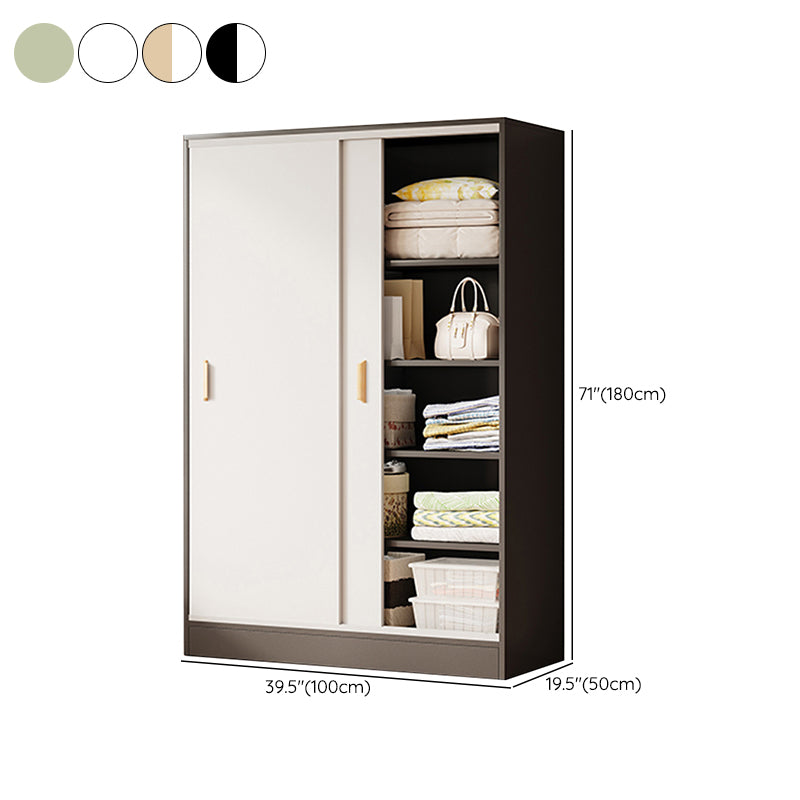 Contemporary Freestanding Wardrobe Armoire Wood Sliding Doors Wardrobe
