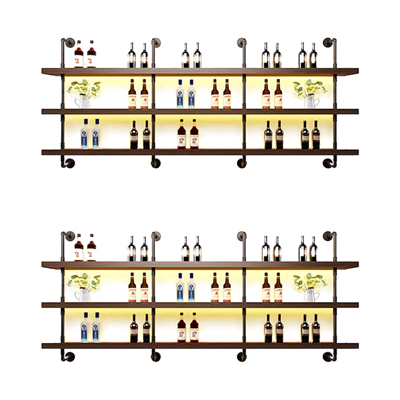 Wood and Metal Wine Rack Modern Style Wall Mounted Wine Bottle Rack with Shelf