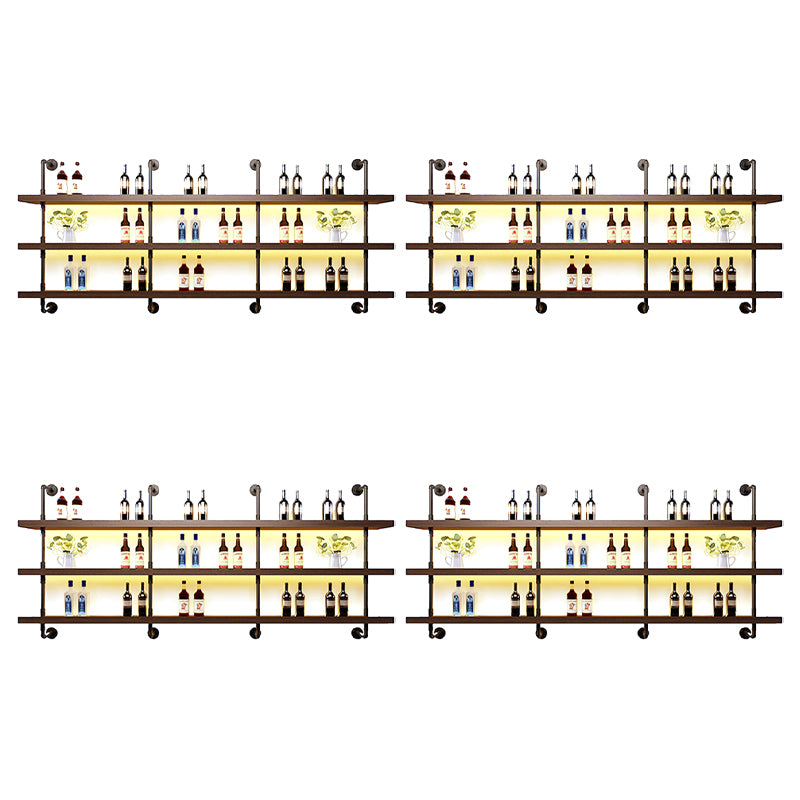 Wood and Metal Wine Rack Modern Style Wall Mounted Wine Bottle Rack with Shelf