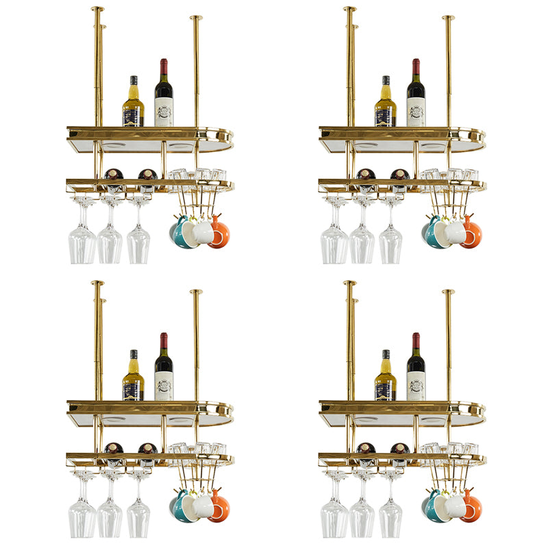 Stainless Steel Wine Rack Modern Style Hanging Wine Rack Holder in Gold