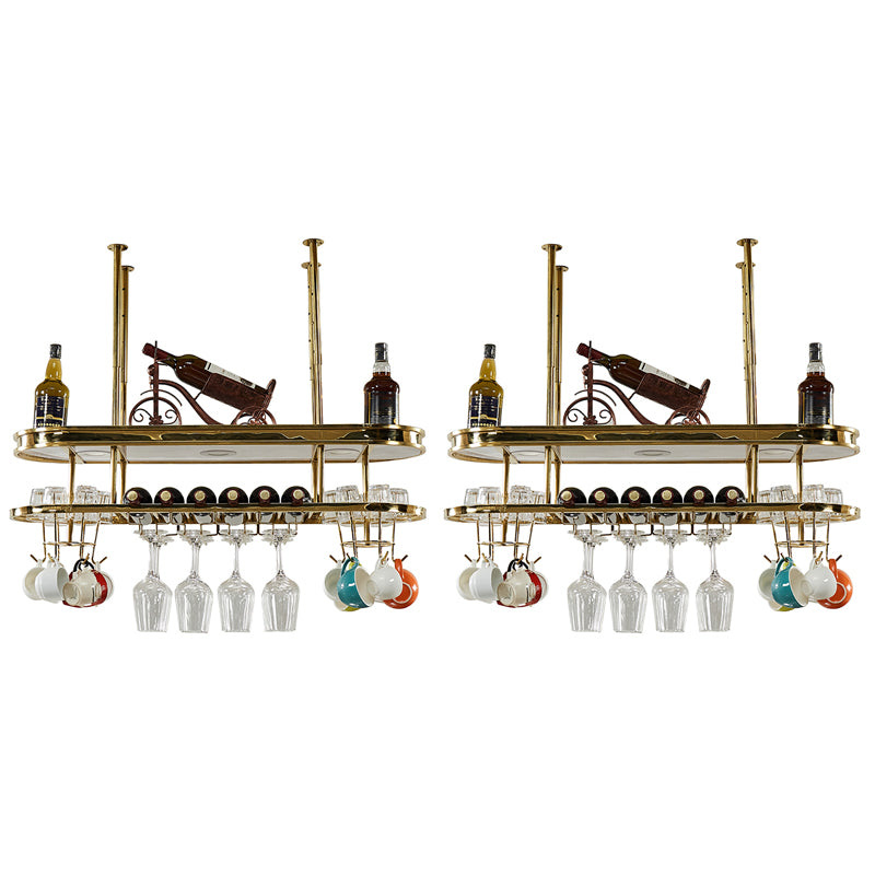 Stainless Steel Wine Rack Modern Style Hanging Wine Rack Holder in Gold