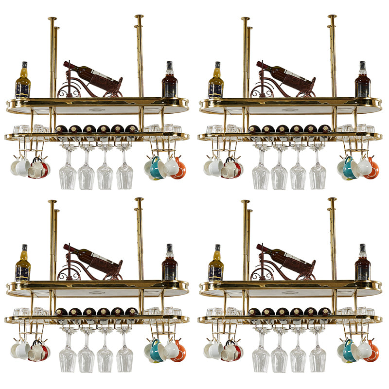 Stainless Steel Wine Rack Modern Style Hanging Wine Rack Holder in Gold