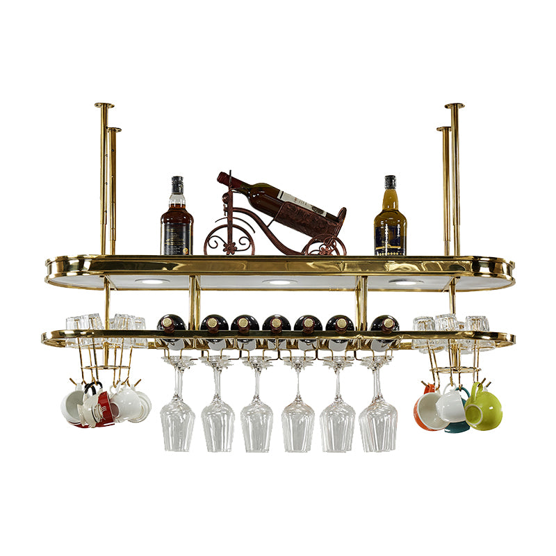 Stainless Steel Wine Rack Modern Style Hanging Wine Rack Holder in Gold