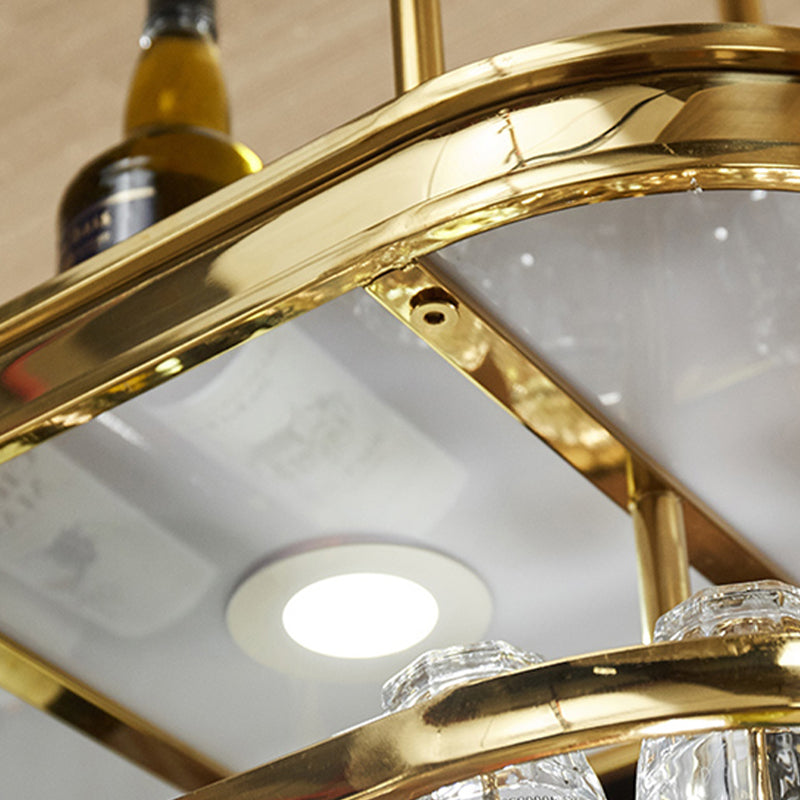 Stainless Steel Wine Rack Modern Style Hanging Wine Rack Holder in Gold